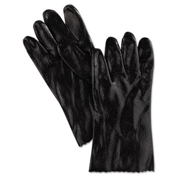 MCR™ Safety Single Dipped Pvc Gloves, Rough, Interlock Lined, 12" Long, Large, Bk, 12 Pair freeshipping - TVN Wholesale